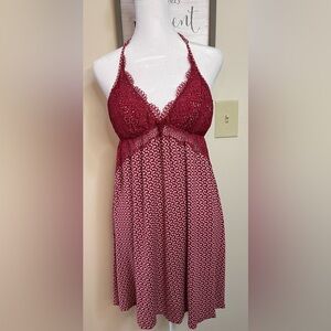 Victorias Secret Racerback & Lace Slip Nightgown Nightie Pajama Size Large.